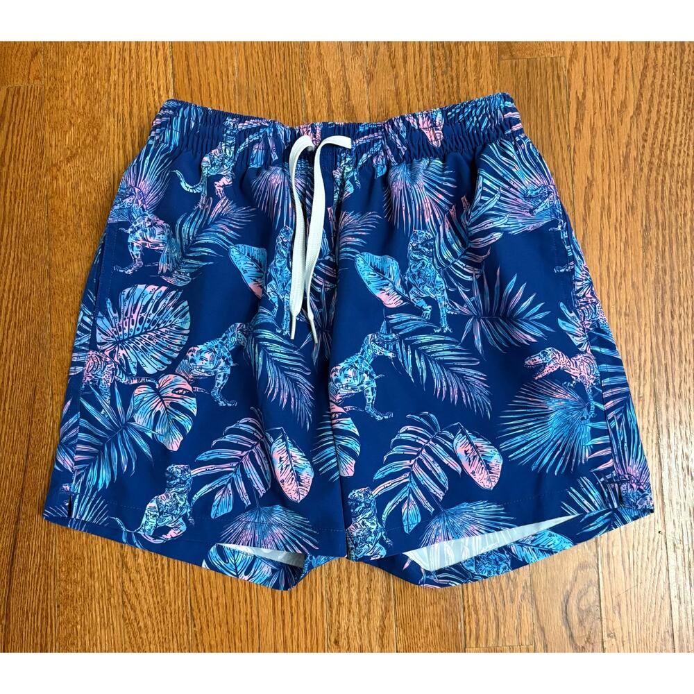 Chubbies Palm Dinosaur Blue Men's‎ Small Swim Suit 5.5" Inseam- Lined- EUC